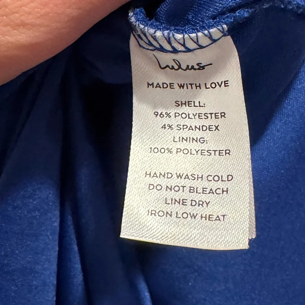 EUC Lulu's VIP Treatment Royal Blue Mesh Ruched Bodycon Midi Dress - Picture 5 of 10